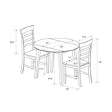 3-Piece Wood Dining Set with Double Drop Leaf, White