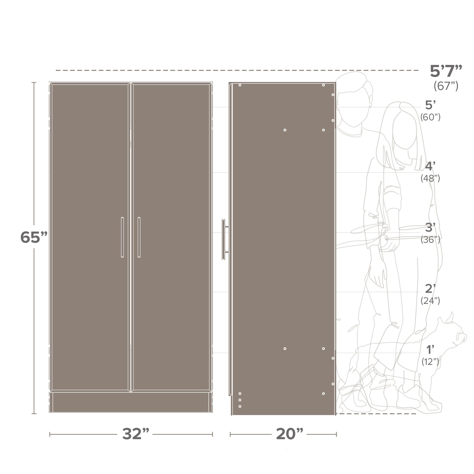 Elite 32" Storage Cabinet Closet, Black Storage Cabinet, Linen Cabinet