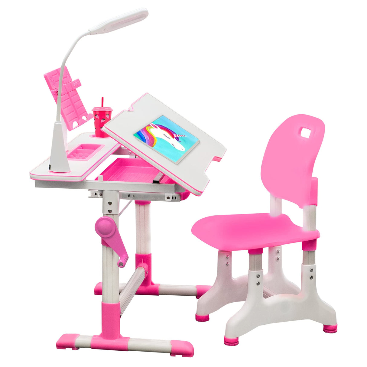 Kids Table and Chair Set, Height Adjustable Children's Study Desk - for Baby Bedroom,