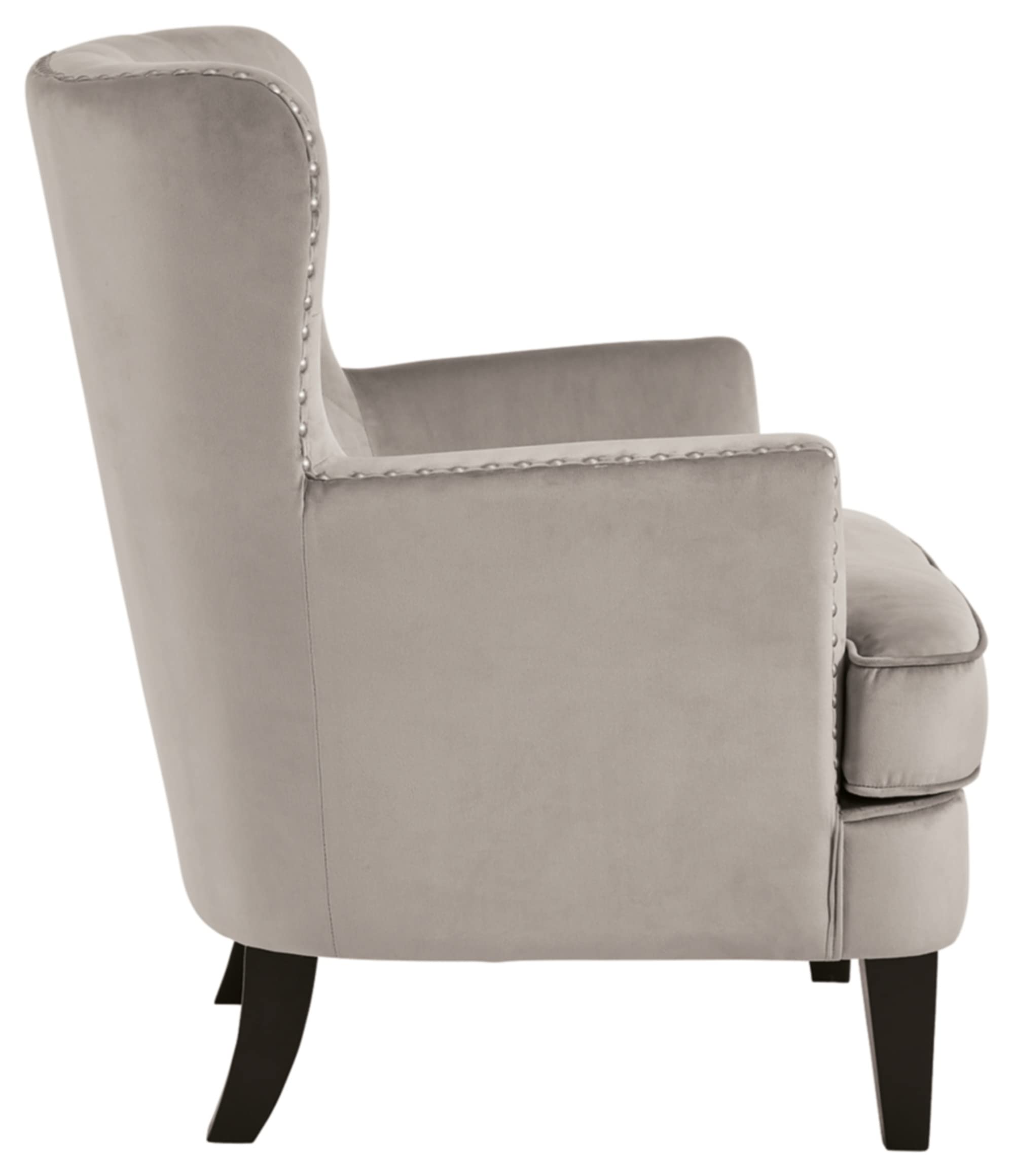 Romansque Button Tufted Accent Chair with Nailhead Trim, Beige
