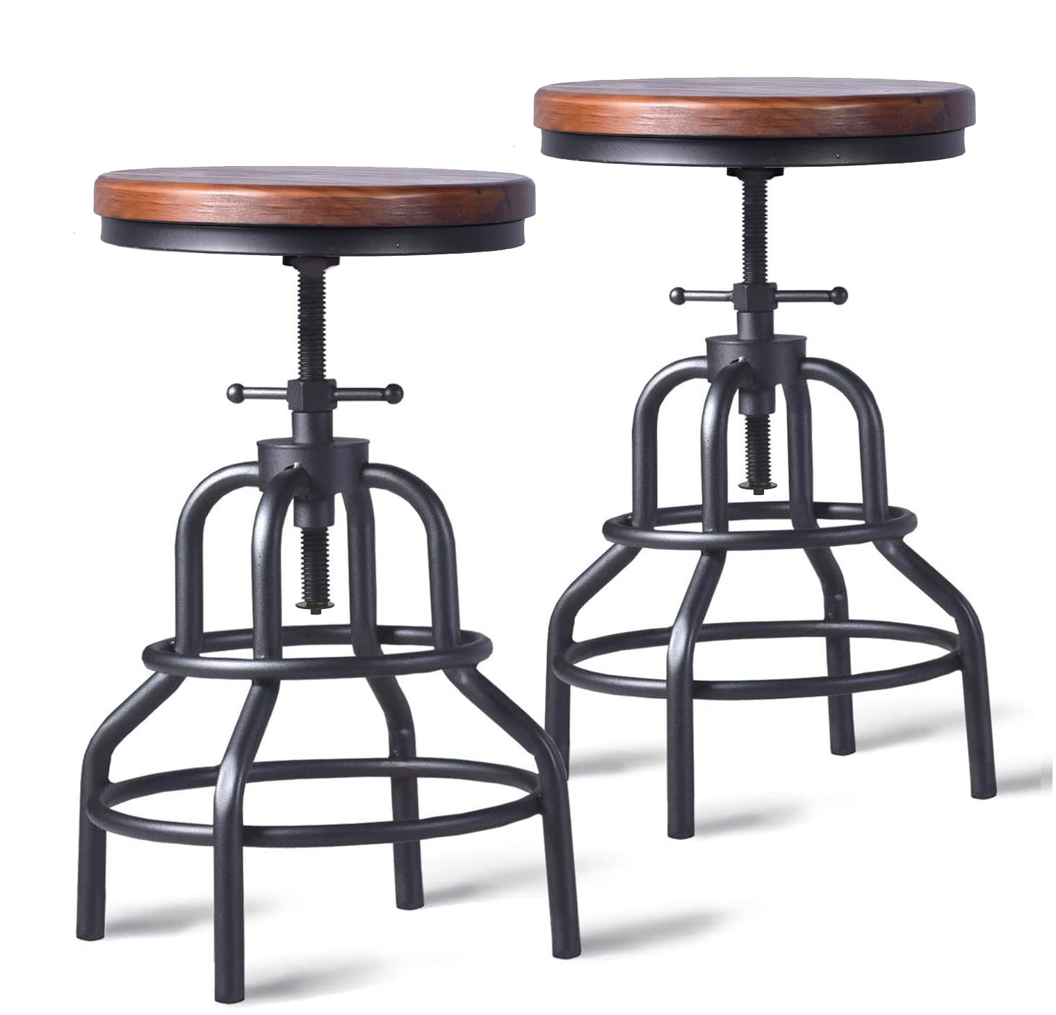 Leick Home 10086BB/HG Upholstered Back Counter Height Stool with Wood Base, Set of 2, for Kitchen Counters and Islands, Blackbean and Gray Wash/Heather Gray