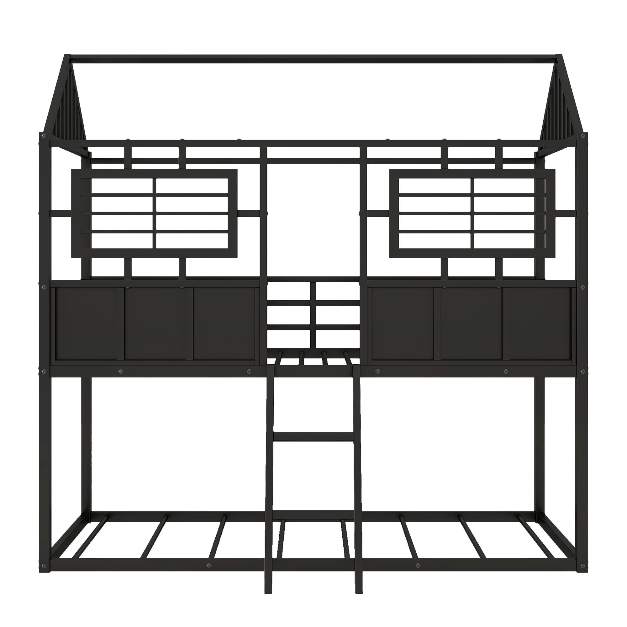 Twin Over Twin Size Metal Low Bunk House Bed