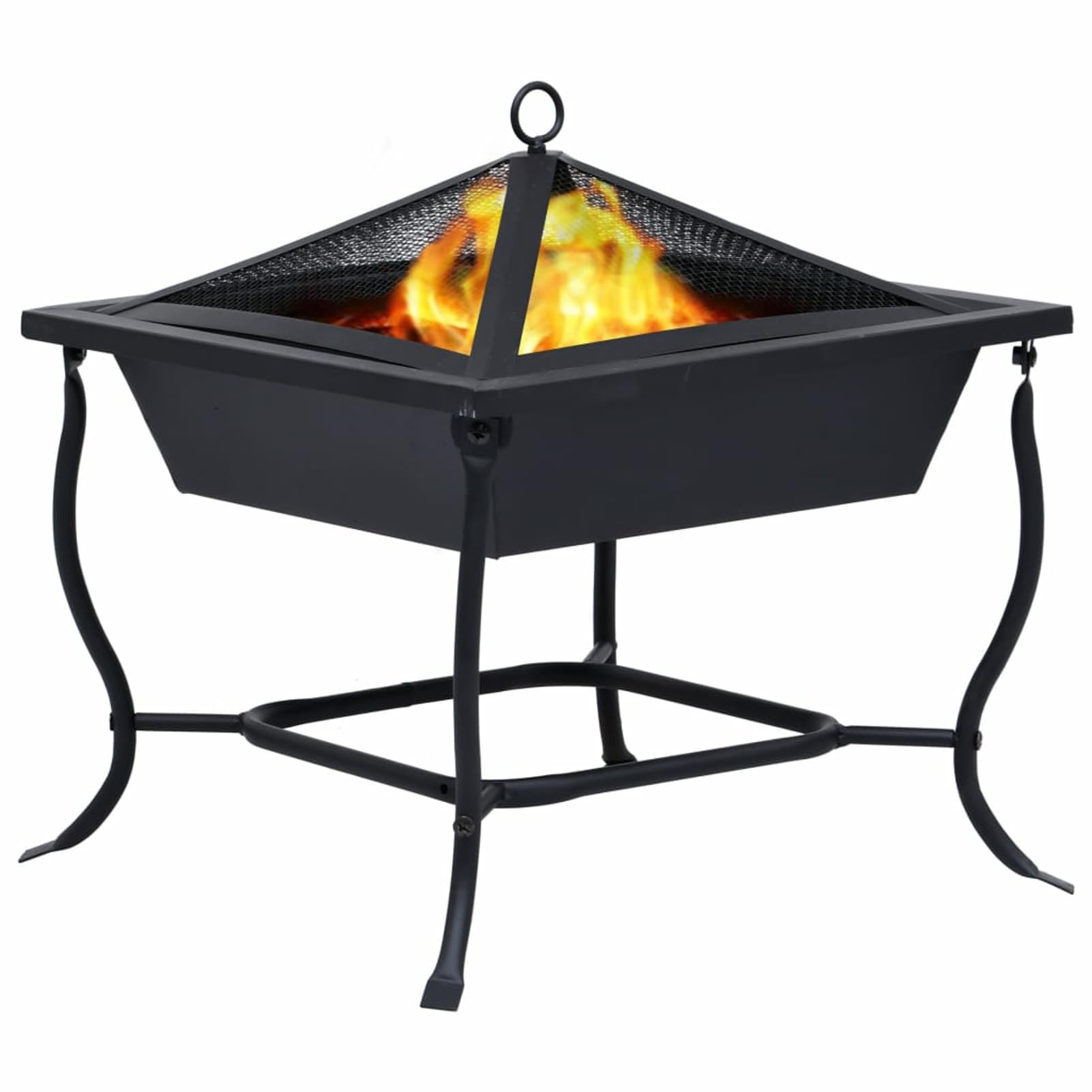 Tidyard Fire Pit Black 16.5 x 16.5 x 17.7 Inch Steel Wood Burning Firepit Stove, Patio Garden Fireplace for Camping, Outdoor Heating, Picnic, Party