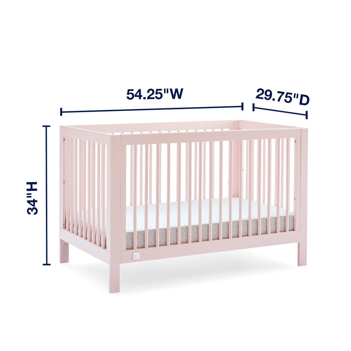 Charlie 6-in-1 Convertible Crib - Greenguard Gold Certified, Blush Pink