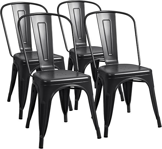 Furmax Metal Dining Chair Indoor Outdoor Use Stackable Classic Trattoria Chair