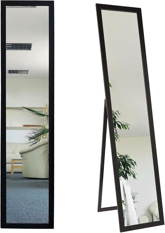 Floor Standing Full Lenght White Wooden Framed Mirror 61'' x 14'' Perfect for Bedroom