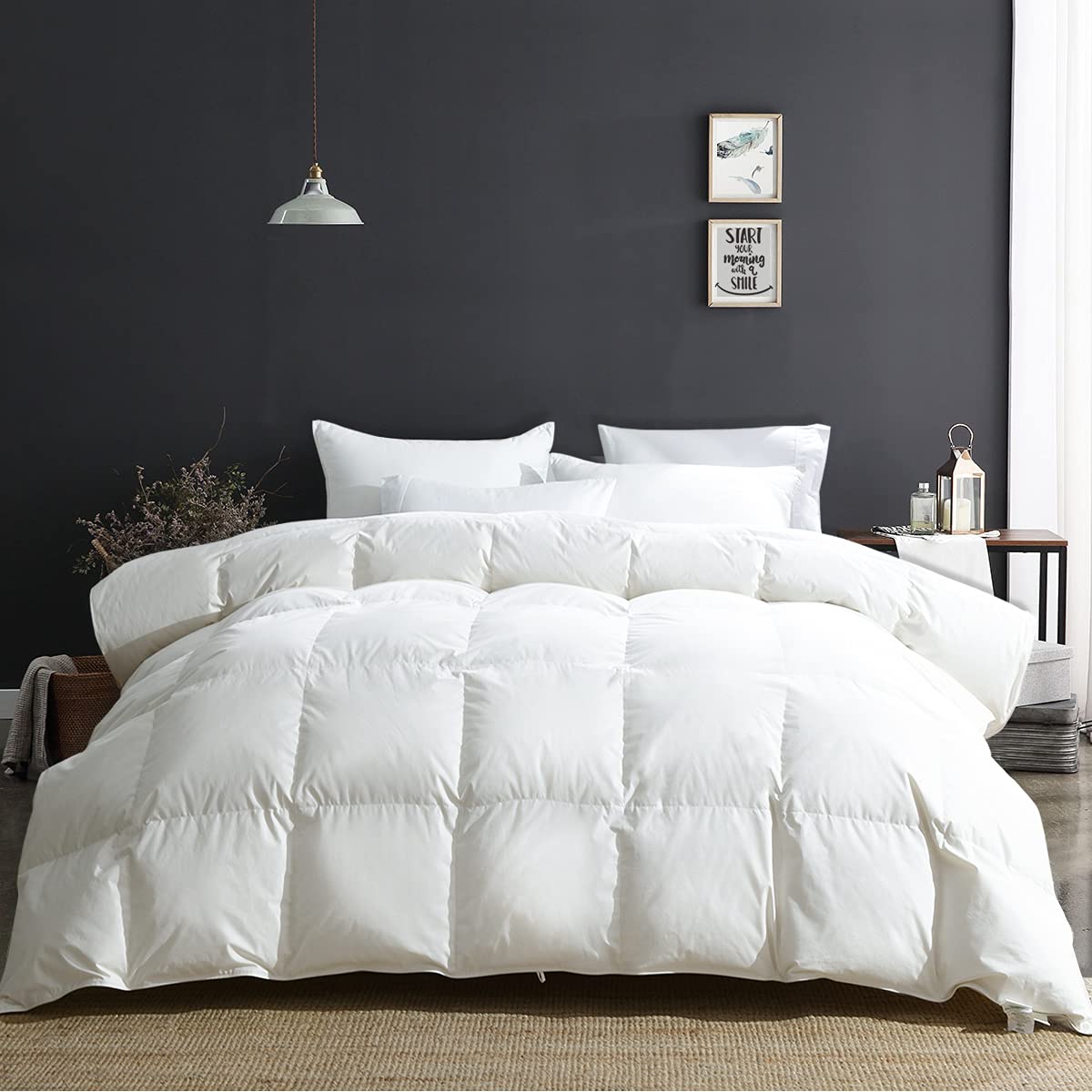 King Size Luxury 100% Organic Cotton All Season Feathers Down Comforter