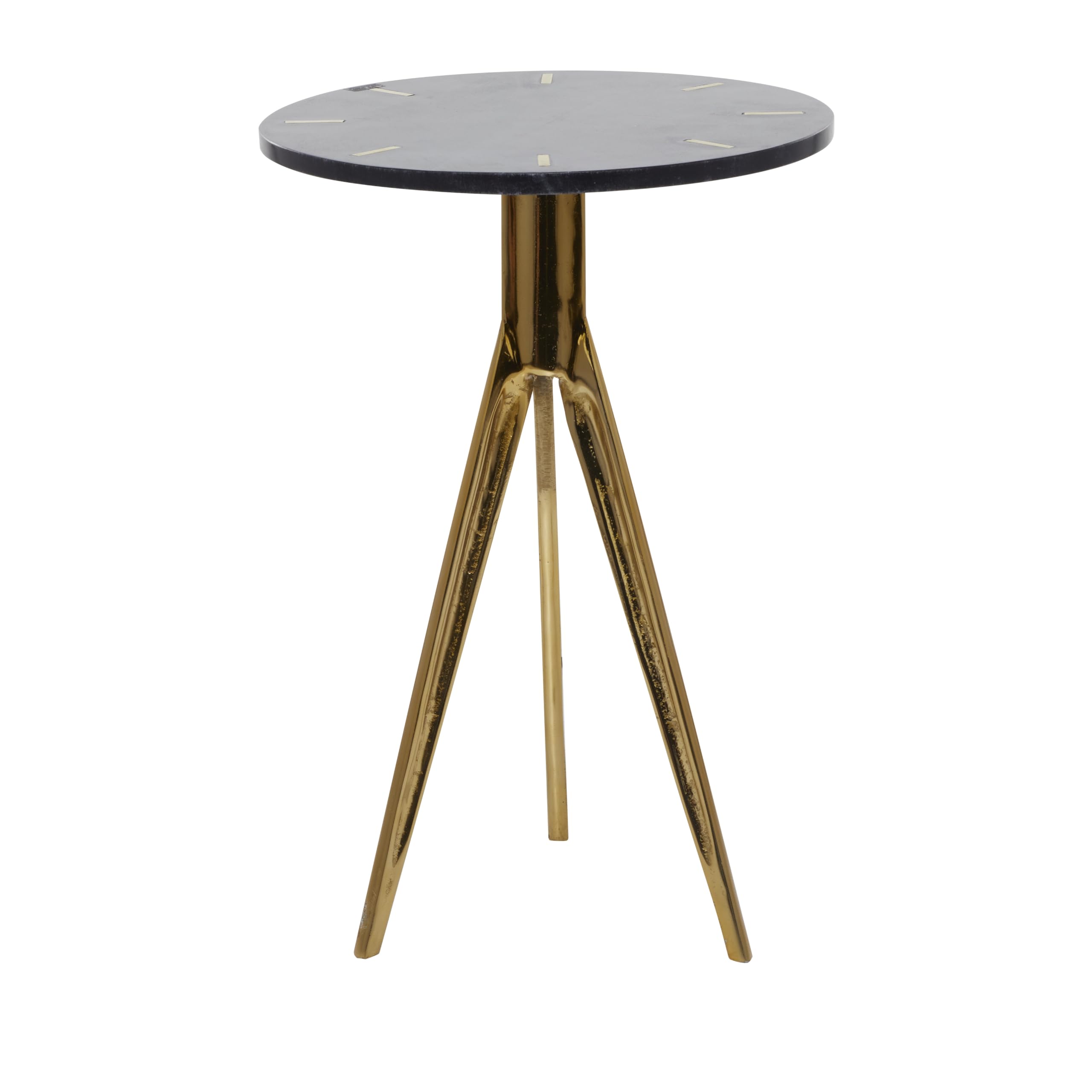 Aluminum Accent Table with Black Marble Top, 15" x 15" x 22", Gold