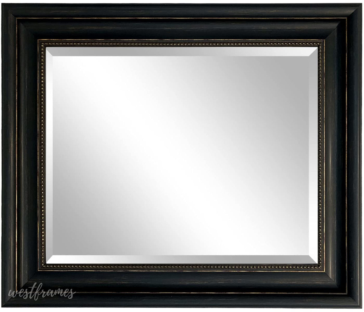 Montreal Distressed Antique Black & Gold Framed Wall Mirror (27.5" x 33.5")