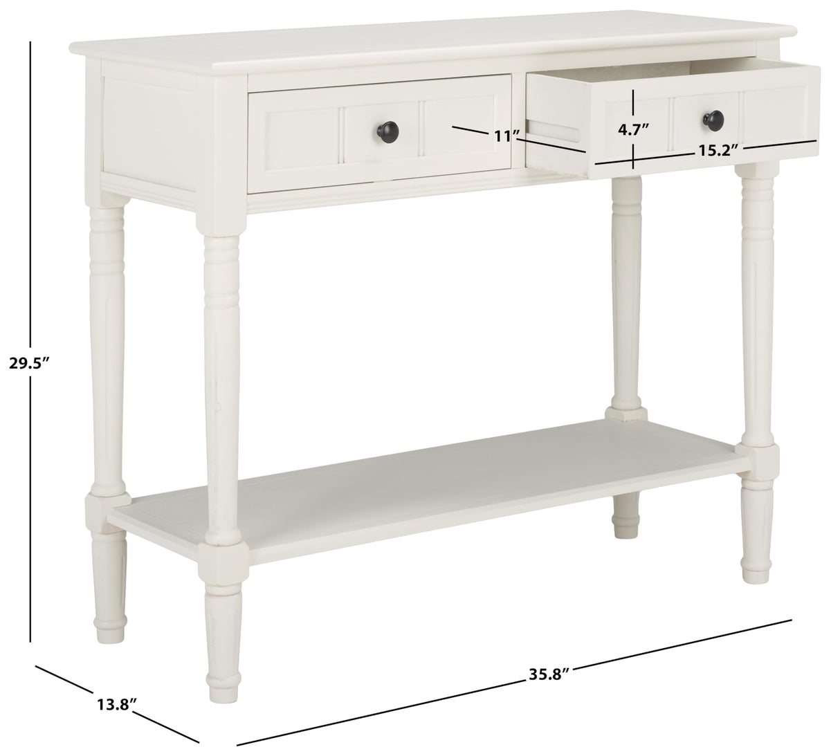 American Homes Collection Samantha Distressed/Cream 2-Drawer Console Table