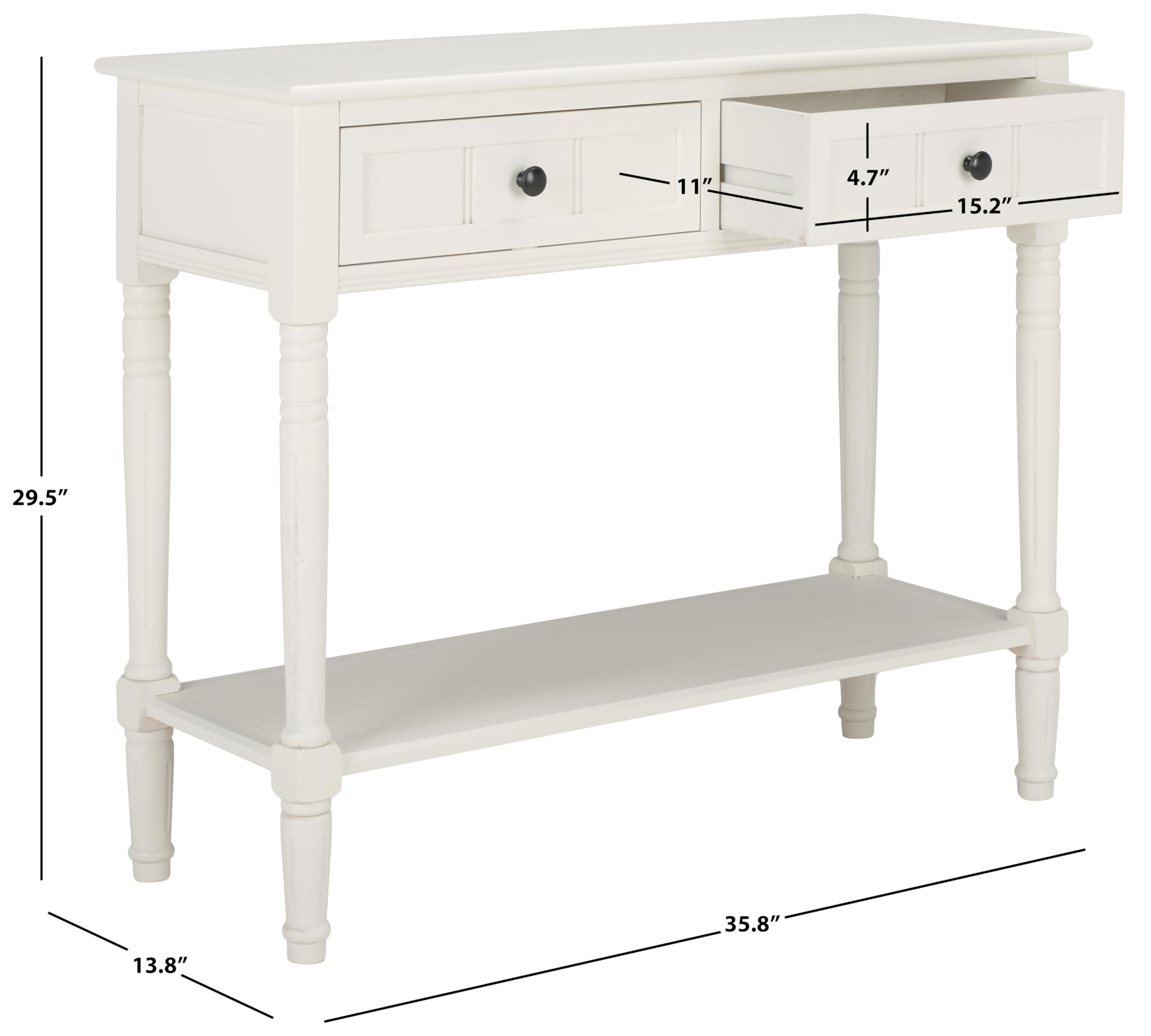 American Homes Collection Samantha Distressed/Cream 2-Drawer Console Table