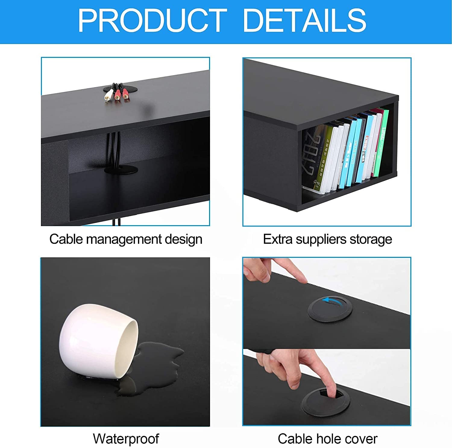 Floating TV Stand with LED Lights - Wall Mounted Media Console