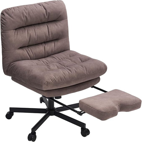 Armless Office Chair with Wheels 400 lbs, Cross-Legged Wide Comfy Office Chair