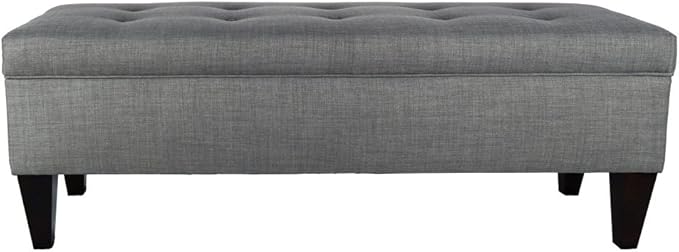 Brooke Collection Button Tufted Upholstered Long Bedroom Storage Bench, HJM100 Series, Sea Mist