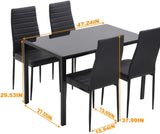 Dining Room Table Set 5-Piece Kitchen with 4 Faux Leather Metal Frame Chairs