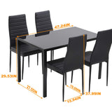 Dining Room Table Set 5-Piece Kitchen with 4 Faux Leather Metal Frame Chairs