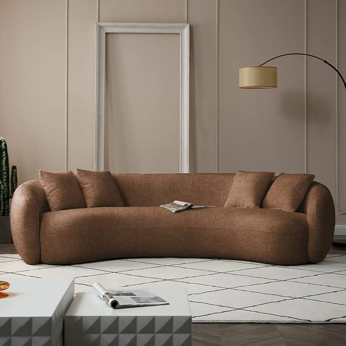 101" Modern Oversized Curved Sofa, Back Upholstered Boucle Couch