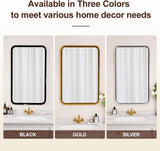 Silver Metal Bathroom Mirror, 24x40 Inch Rectangular Bathroom Sink Mirror,