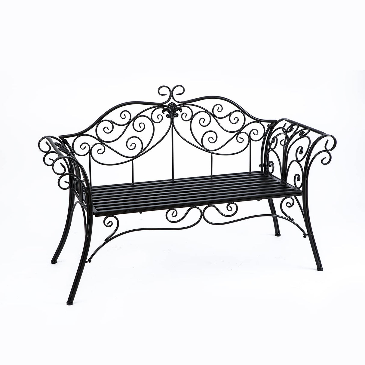 52" Outdoor Garden Bench Patio Bench for Outdoors Front Porch Furniture Iron Patio