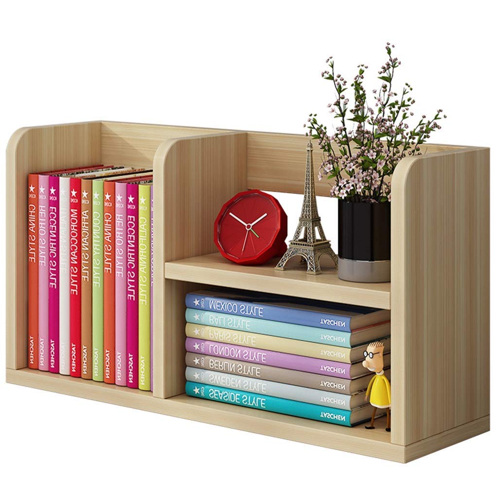 ZKTDJ Bookcases Wood ktop Bookshelf k Organizer Tabletop Storage Rack Small Wooden Co Bookcase Multipurpose Display Shelf Decoration,Natural