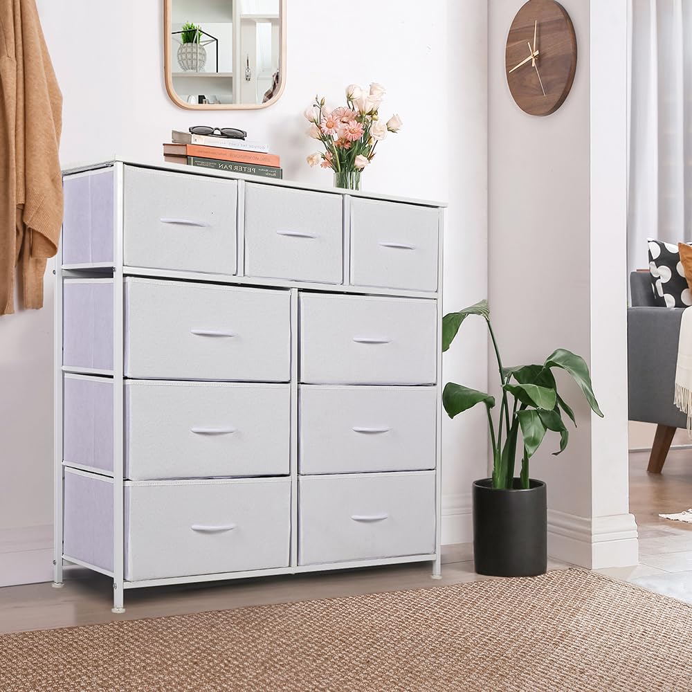 Tall Dresser for Bedroom with 9 Drawers, Storage Dresser Organizer Unit