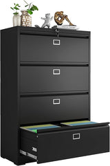 Lateral File Cabinet with Lock,4 Drawer Metal Filing Cabinets, Home Office Storage