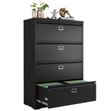 Lateral File Cabinet with Lock,4 Drawer Metal Filing Cabinets, Home Office Storage