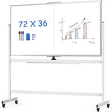 Rolling Whiteboard, 48x48 Large Magnetic White Board with Stands, Big Double-Sided White Board Dry Erase on Wheels