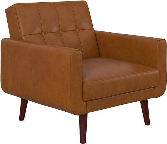 Nia Modern, Upholstered Accent, Camel Faux Leather Chair