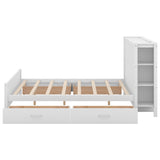 Merax Full Size Platform Bed with Drawers and Storage Shelves, White