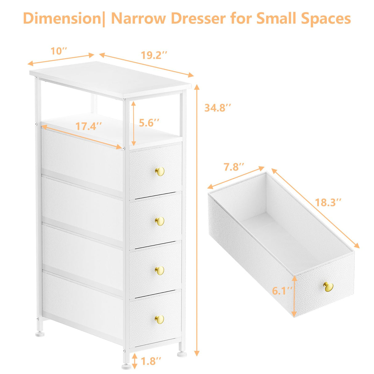 Narrow Dresser for Bedroom, Slim Dresser Storage Tower