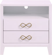 Meridian Furniture Bowtie Collection Modern | Contemporary Nightstand, 26" W x 18" D x 26" H, Pink