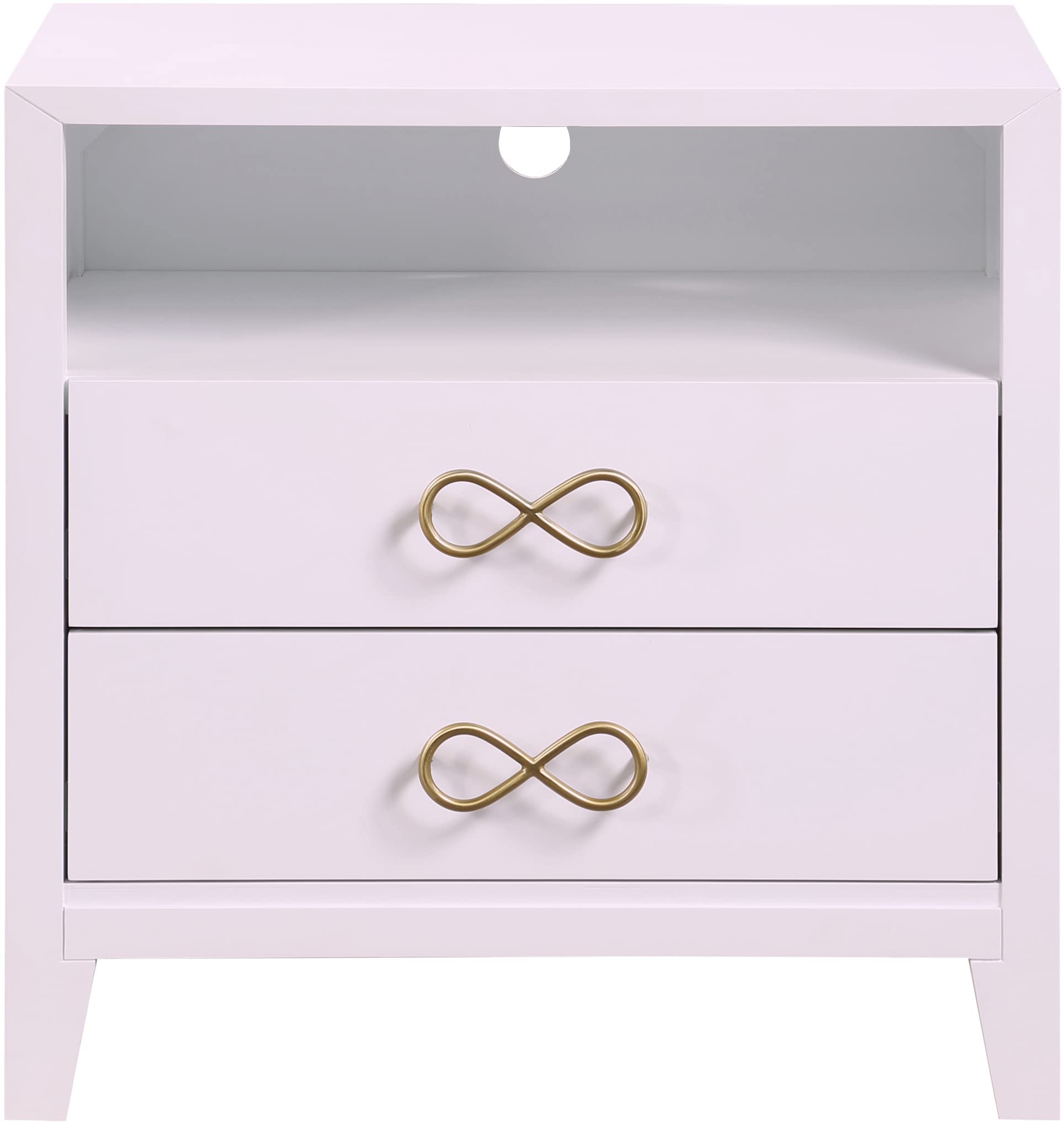 Meridian Furniture Bowtie Collection Modern | Contemporary Nightstand, 26" W x 18" D x 26" H, Pink