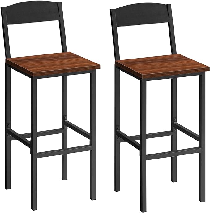 Bar Stools, Bar Stools Set of 2, Bar Chairs with Backrest, Bar Stools with Footrests,258