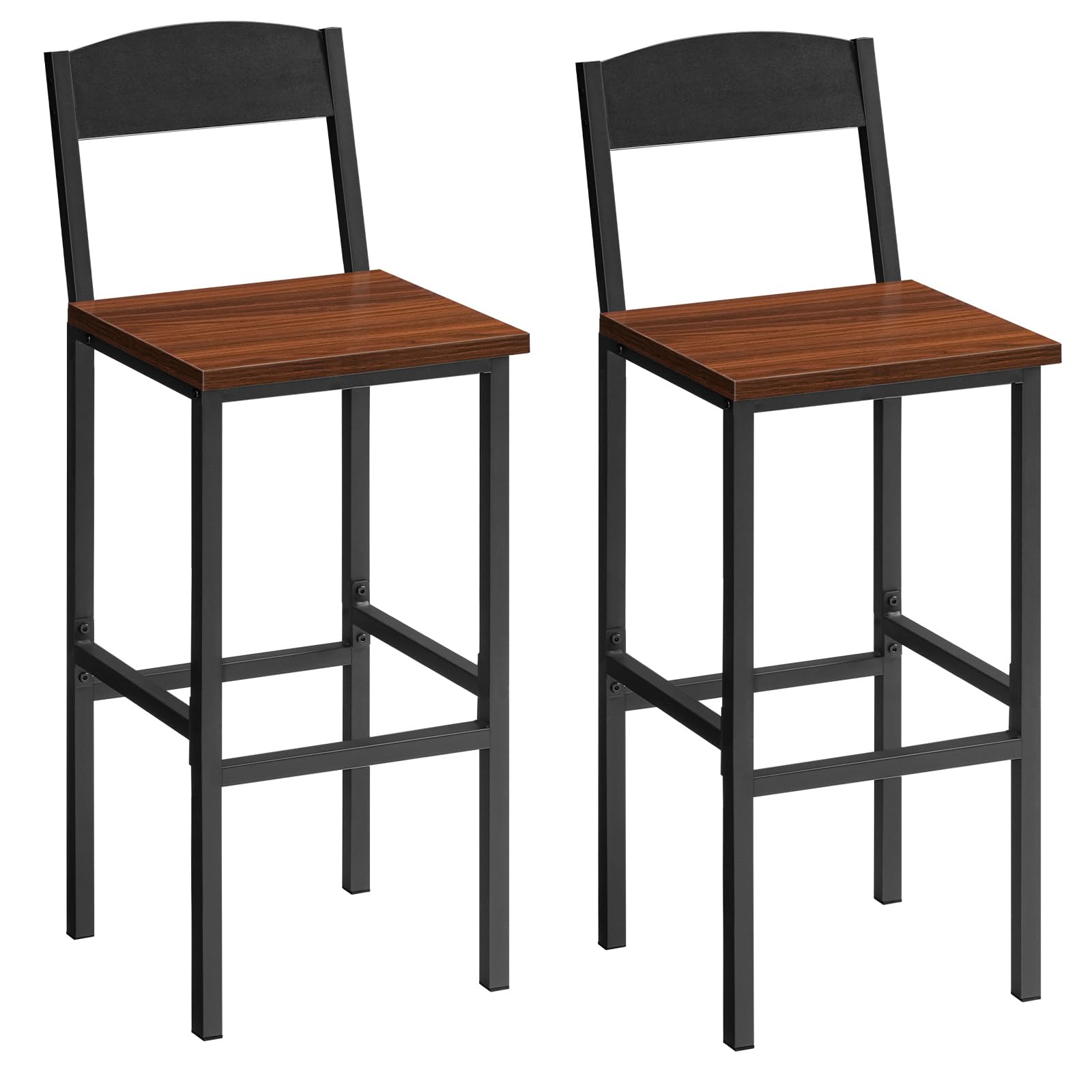 Bar Stools, Bar Stools Set of 2, Bar Chairs with Backrest, Bar Stools with Footrests,258