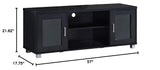 TV Stand with Two Transparent Doors for Cabinet Storage & One Shelf, Black