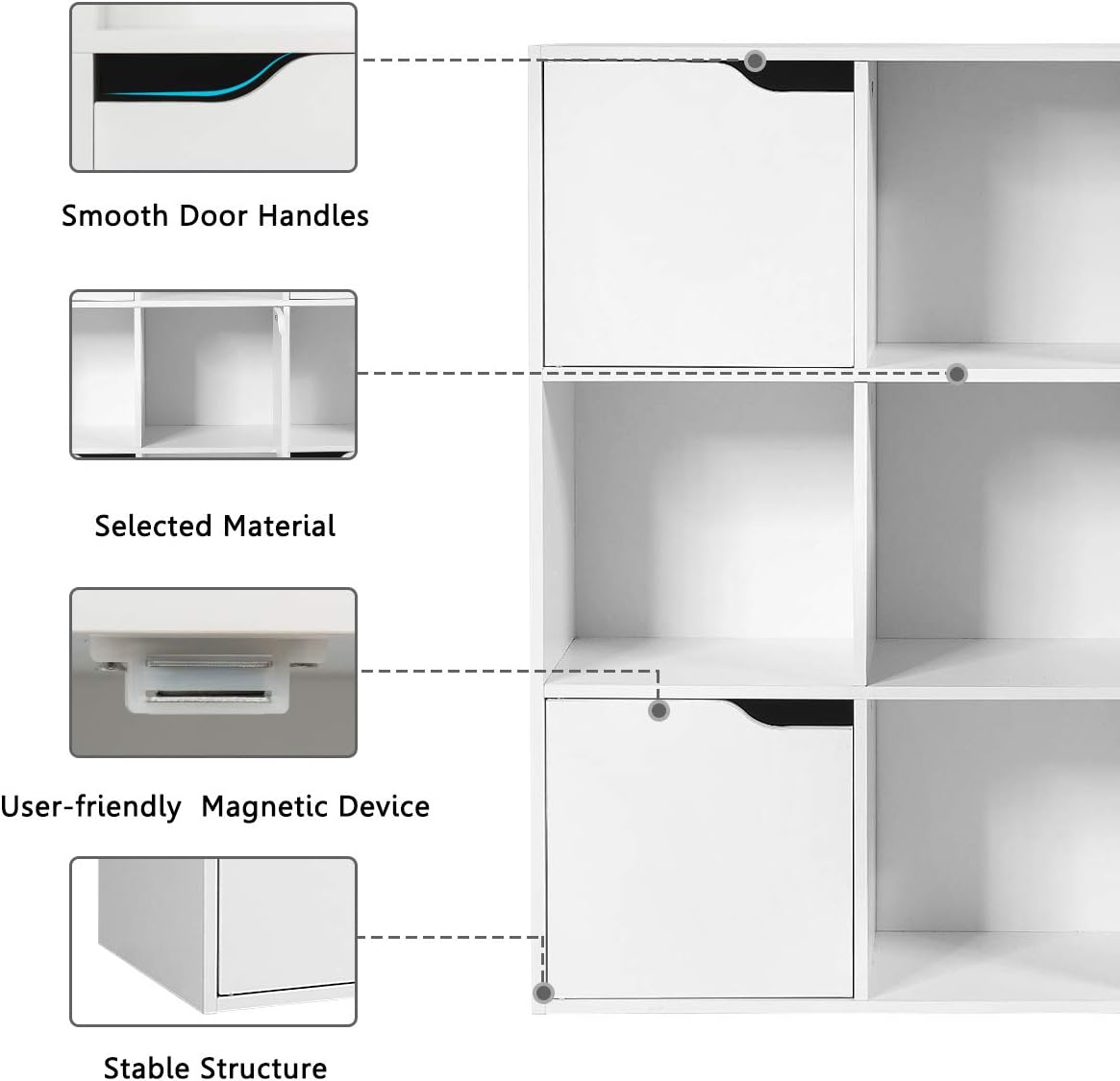 9-Cube Storage Organizer, Storage Cabinet with 4 Open Cubes