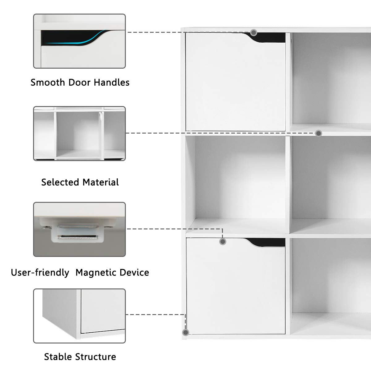 9-Cube Storage Organizer, Storage Cabinet with 4 Open Cubes