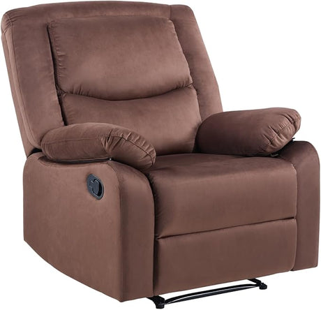 Manual Recliner Chair, Soft Fabric Reclining Chairs with Overstuffed Arm and Back, Manual Single Sofa Recliners for Living Room Bedroom, Grey