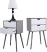 Nightstand 2 Drawers End Table Storage Wood Cabinet Bedroom Accent Side Table