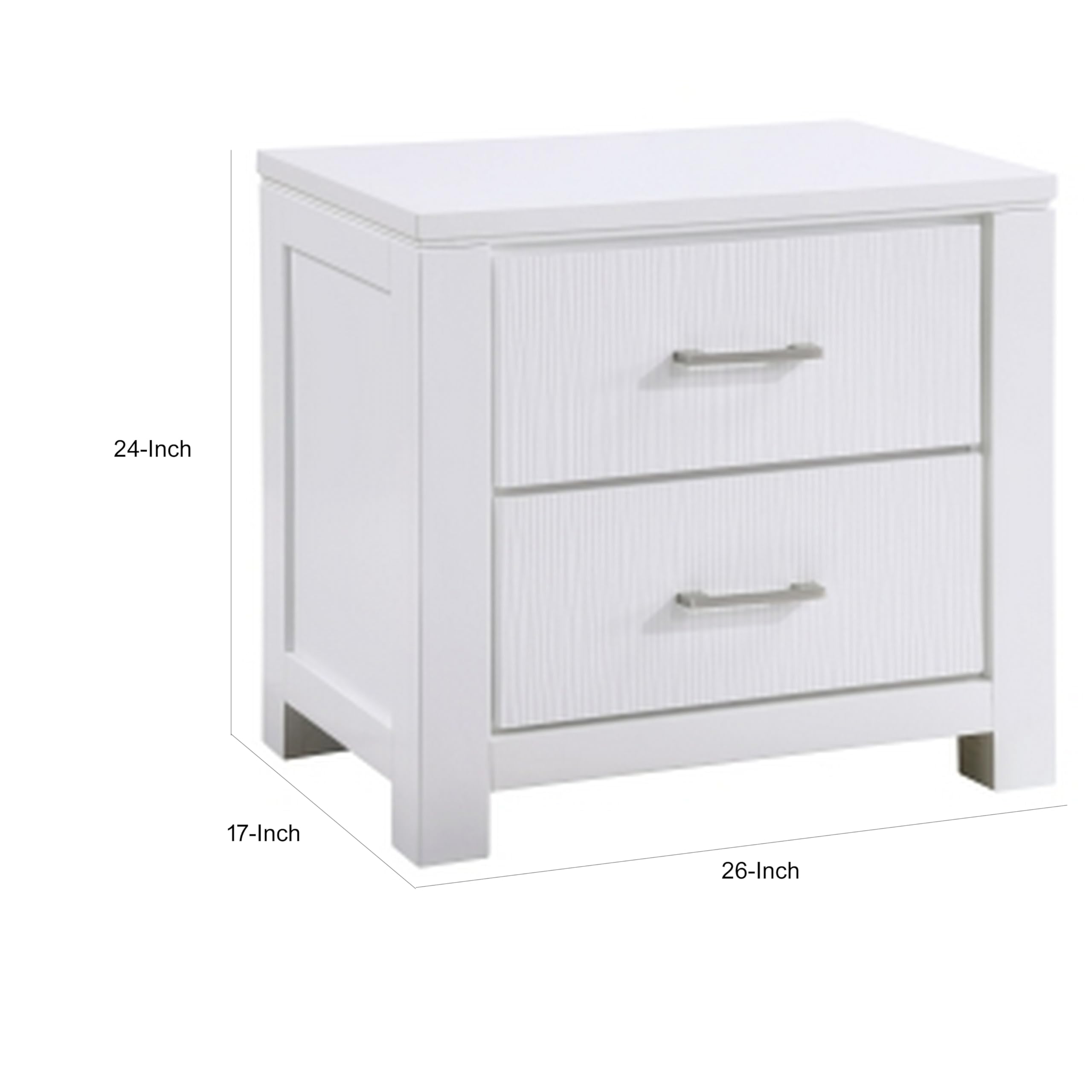 Roni 26 Inch Nightstand, 2 Drawers