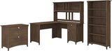 Salinas 60W L Shaped Desk with Hutch, Lateral File Cabinet and 5 Shelf Bookcase