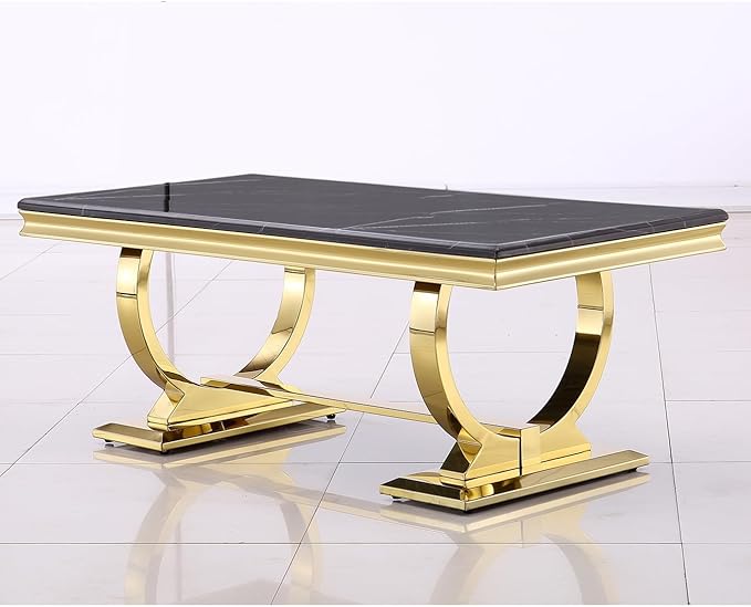 Gold Coffee Table, White and Gold Rectangle Living Room Tea Table