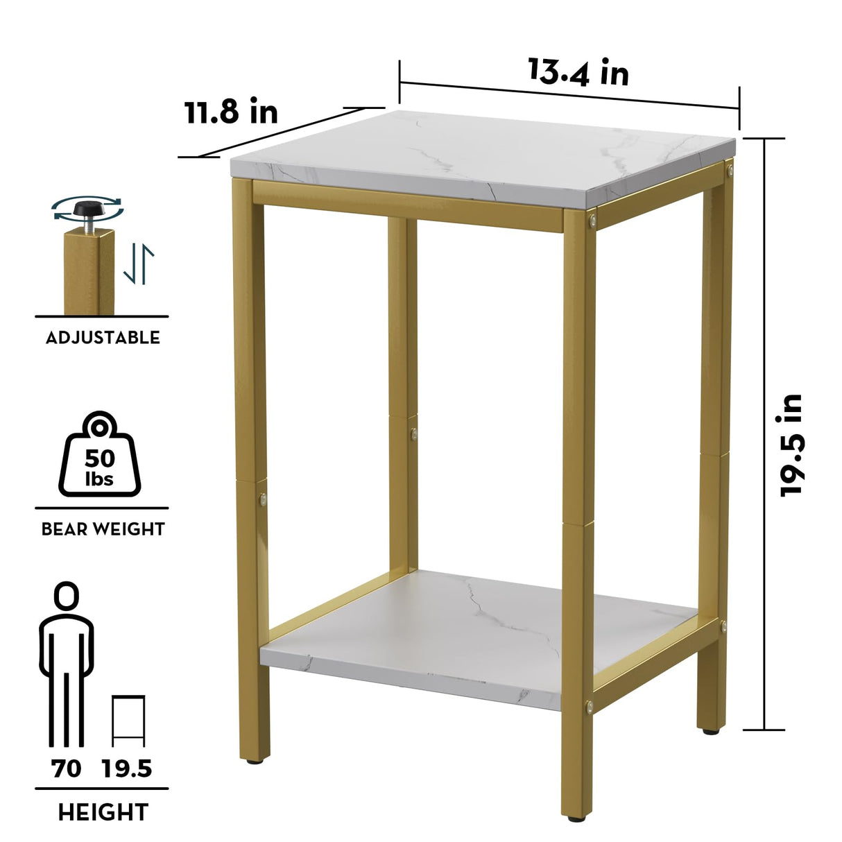 White Faux Marble End Table and White Coffee Table