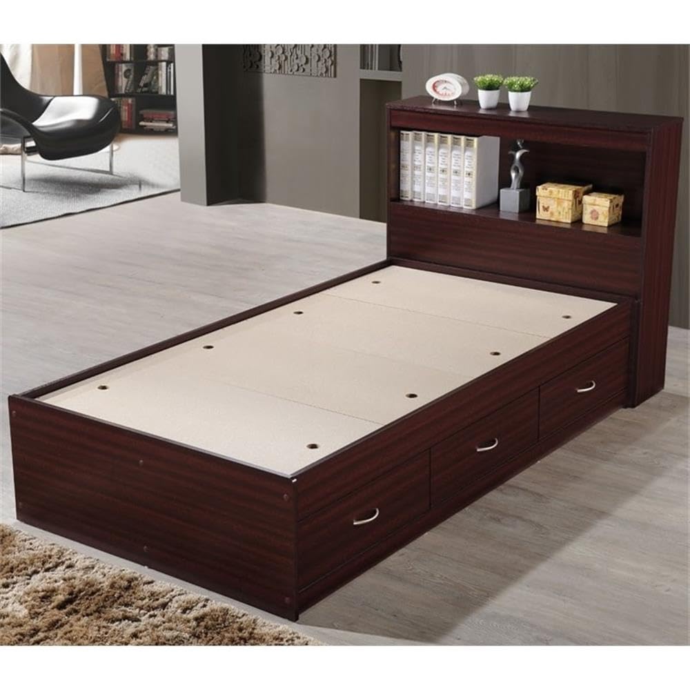 Bed with 3 Drawers in Mahogany