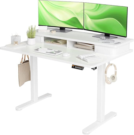 Standing Desk with Roller Shutter Door, Electric Standing Desk Adjustable Height