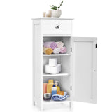 Bathroom Storage Cabinet, Single Door Floor Cabinet with Drawer and 3-Level Adjustable Shelves,