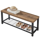 Shoe Bench, Industrial Entryway Bench with Metal Storage Shelf