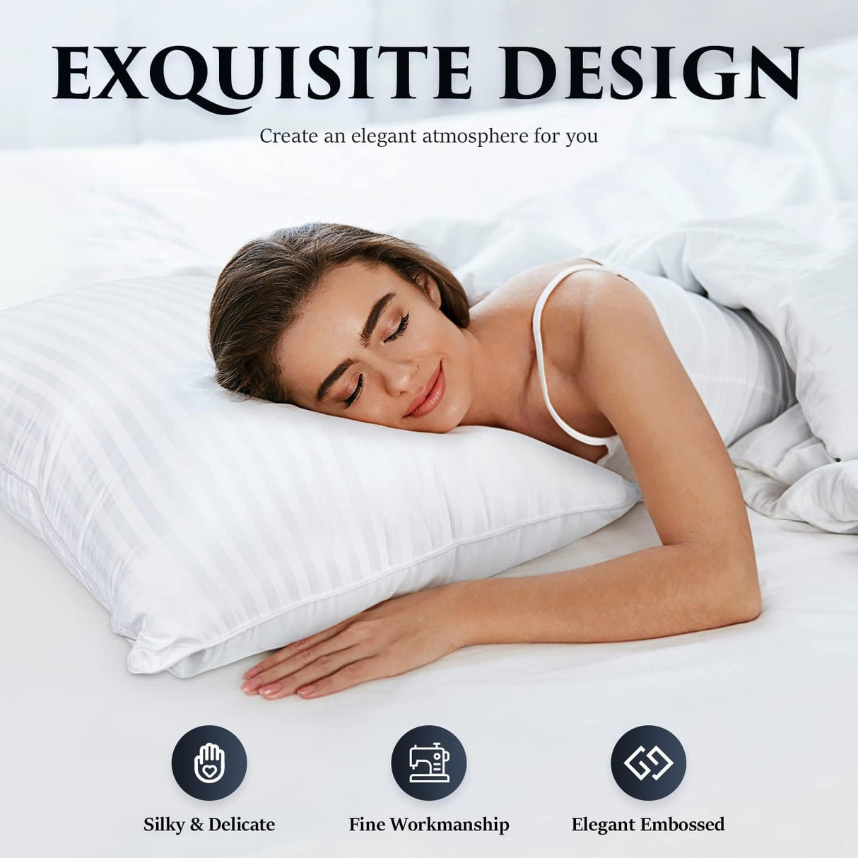 COZSINOOR Bed Pillows Queen Size: Hotel Quality Set of 2 - Down Alternative Microfiber Filled for Back, Stomach, Side Sleepers, Breathable & Skin-Friendly