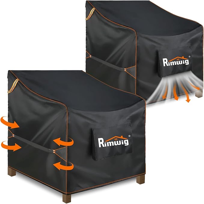 Patio Chair Covers 2 Pack Waterproof, Black Outdoor Furniture Covers
